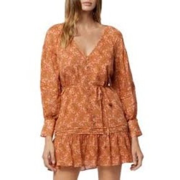 Joie Bree Caramel Multi Paisley Print Mini Silk Dress Size 4 - Picture 1 of 16
